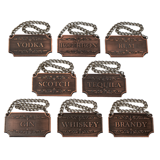 Decanter Tags Copper Set of 8 for Alcohol