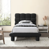 Deco Boucle Fabric Bed with Deep Channel Tufting - Contemporary Art Deco Design for Stylish Bedrooms