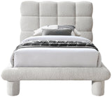 Deco Boucle Fabric Bed with Deep Channel Tufting - Contemporary Art Deco Design for Stylish Bedrooms