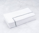 White Cloth Napkins - Diamond Embroidered Napkins