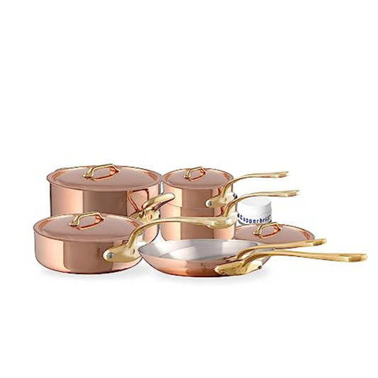 Mauviel M'Heritage M'200 B 11-Piece Copper Cookware Set With Brass Handles