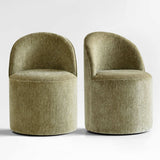 Doris Rolling Upholstered Dining Chair With Castors (Set of 2)