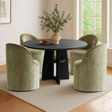 Doris Rolling Upholstered Dining Chair With Castors (Set of 4)