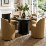 Doris Rolling Upholstered Dining Chair With Castors (Set of 2)