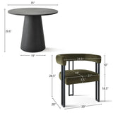 Dwen & Mia 35" Round Black & Velvet Set for 2 (3-Piece)