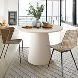 Dwen 35" Modern White Round Pedestal Console Table