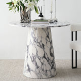 Dwen 35" Modern Faux Marble Round Pedestal Console Table