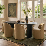 Doris Rolling Upholstered Dining Chair With Castors (Set of 6)