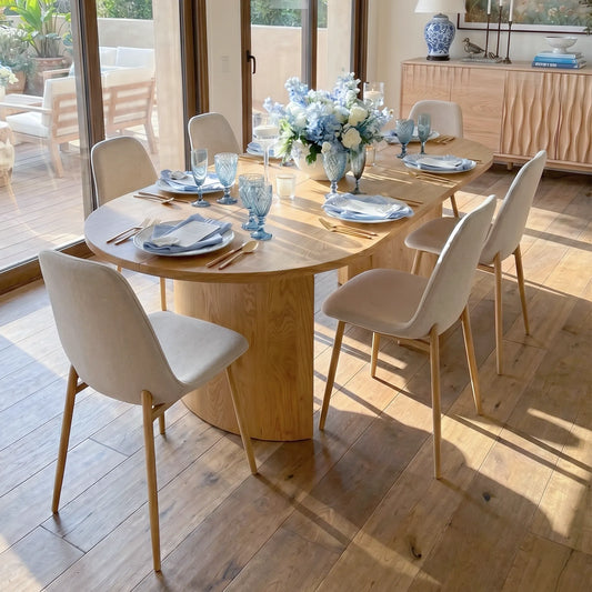 Dwen & Oslo 79" Oval Dining Table Set for 6 (7-Piece)