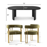 Dwen & Mia 79" Oval Chenille Dining Table Set for 6 (7-Piece)