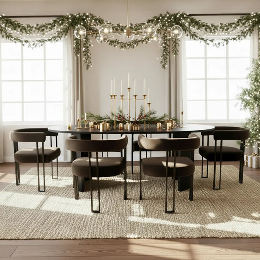Dwen & Mia 79" Oval Dining Table Set for 6 (7-Piece)