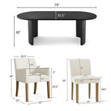 Dwen & North 79" Oval Dining Table Set for 6 (7-Piece)