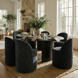 Doris Rolling Upholstered Dining Chair With Castors (1-Piece)