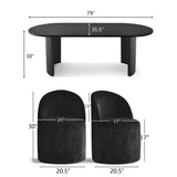 Dwen & Doris 79" Black Oval Dining Table Set for 6 (7-Piece)
