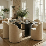 Dwen & Doris 79" Black Oval Dining Table Set for 6 (7-Piece)