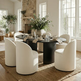 Doris Rolling Upholstered Dining Chair With Castors (Set of 4)