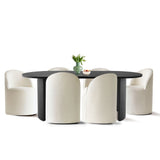 Dwen & Doris 79" Black Oval Dining Table Set for 6 (7-Piece)