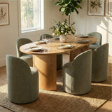 Doris Rolling Upholstered Dining Chair With Castors (1-Piece)