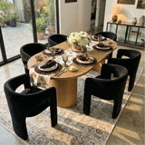 Khloe Modern Chenille Dining Chair with Arms (Set of 6)
