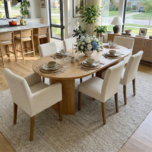 Dwen & North 79" Oval Dining Table Set for 6 (7-Piece)
