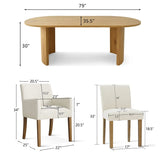 Dwen & North 79" Oval Dining Table Set for 6 (7-Piece)