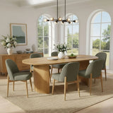 Havana Linen Upholstered Dining Chair with Solid Wood Legs (Set of 2)