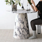 Dwen 35" Modern Faux Marble Round Pedestal Console Table