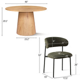 Dwen & Merida 46" Modern Round Dining Table Set for 4 (5-Piece)