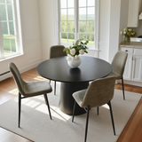 Dwen & Oslo 46" Chenille Round Dining Table Set for 4 (5-Piece)