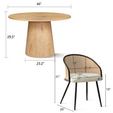 Dwen & Jules 46" Round Rattan Dining Table Set for 4 (5-Piece)