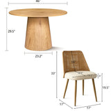 Dwen & Nice 46" Round Rattan & Beige Dining Set for 4 (5-Piece)