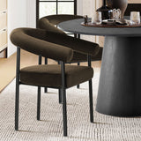 Dwen & New York 46" Round Black & Velvet Dining Table Set for 4 (5-Piece)