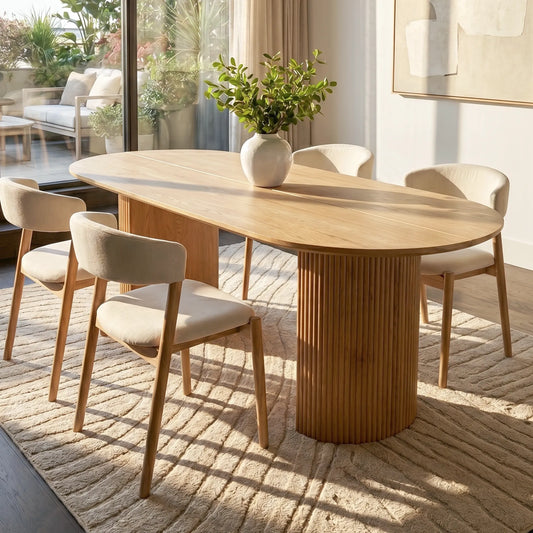 Dwen 79" Modern Large Roman Pillar Oval Dining Table