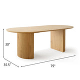 Dwen 79" Modern Large Roman Pillar Oval Dining Table