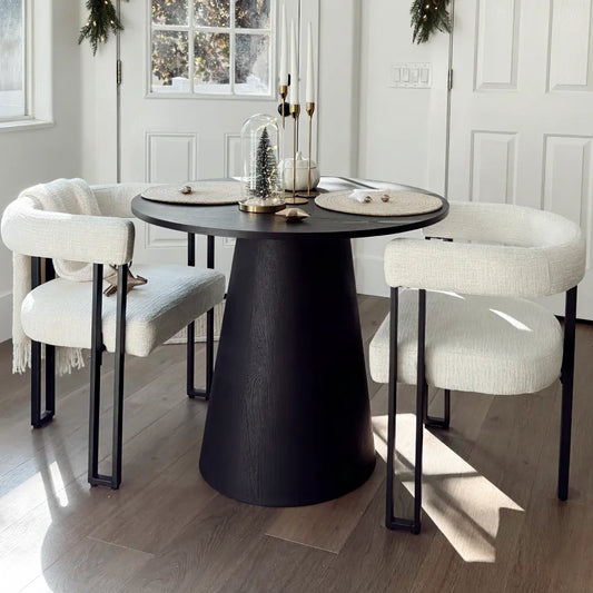 Mia Upholstered Chenille Dining Chair with Arms (Set of 2)