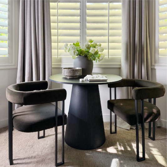 Dwen & Mia 35" Round Black & Velvet Set for 2 (3-Piece)