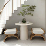 Dwen 35" Modern White Round Pedestal Console Table