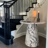Dwen 35" Modern Faux Marble Round Pedestal Console Table