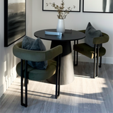 Dwen & Mia 35" Round Black & Velvet Set for 2 (3-Piece)