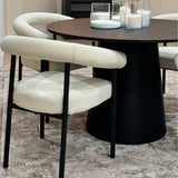 Dwen & New York 35" Round & Boucle Dining Table Set for 2 (3-Piece)