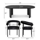 Dwen & New York 79" Oval Dining Table Set for 4 (5-Piece)