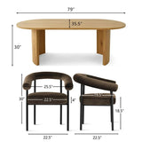 Dwen & New York 79" Oval Dining Table Set for 4 (5-Piece)