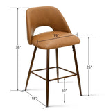 Edwin 26" Modern Faux Leather Counter Stool (Set of 2)