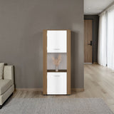 Tonalea 53" Freestanding Vertical Bookcase with Two Doors Cabinet and Three Storage Shelves, Living Room or Bedroom Storage Option
