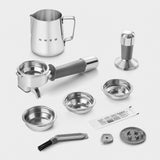 Manual Espresso Coffee Machine with Grinder - Retro-Style White