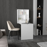 Kaplar 33" Wide x 23" Deep folding Table with Four Shelves, Floating Table, Retractable Table, Floating Desk, Ironing Table White