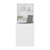 Kaplar 33" Wide x 23" Deep folding Table with Four Shelves, Floating Table, Retractable Table, Floating Desk, Ironing Table White