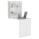 Kaplar 33" Wide x 23" Deep folding Table with Four Shelves, Floating Table, Retractable Table, Floating Desk, Ironing Table White
