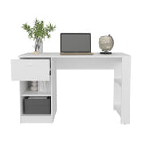 Home Office Desk with 2 Drawers and Open Shelf, 120 Wide, Space-Saving Design