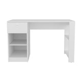 Home Office Desk with 2 Drawers and Open Shelf, 120 Wide, Space-Saving Design